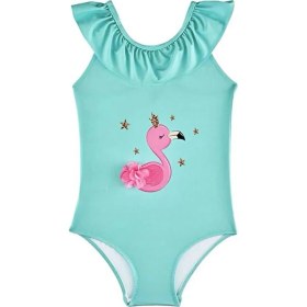 Resim Slipstop Turkuaz Kız Çocuk Baskılı Mayo Tiny Swimsuit 