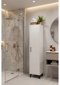 Resim Alesta Life Tek Kapaklı 4 Raflı Mutfak Banyo Kiler Dolabı Çok Amaçlı Dolap Beyaz 