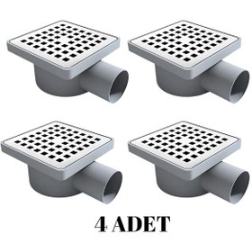 Resim 4 Adet 10 10 Yandan Çıkış Çap 50 Kare Krom Yer Süzgeci 