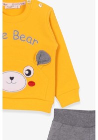 Resim Erkek Bebek Eşofman Takımı Ayıcıklı Nakışlı Sarı (9 Ay-3 Yaş) Sarı 