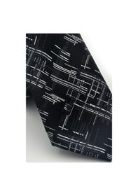 Resim Gaffy Beyaz Kırcıl Desenli Siyah Dokuma Kumaş Mendilli Slim Fit Kravat // Sdk-2611-1 Siyah 