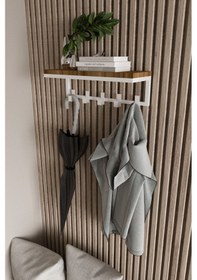 Resim Aju Modern Portmanto Duvar Tipi Askılık Ve Raf Ceket Şemsiye Çanta Havlu Elbise Hol Koridor Askısı Ceviz 