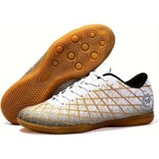 Resim Unisex Hafif Kaymaz Futbol Atletik Spor Ayakkabı Beyaz 