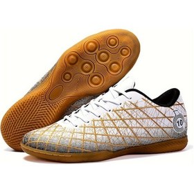Resim Unisex Hafif Kaymaz Futbol Atletik Spor Ayakkabı Beyaz 
