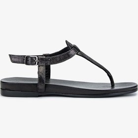 Resim Valmenti Ola Kadın Siyah Metalik Hakiki Deri Duz Sandalet 766 1541 Bn Sndlt Y24 Siyah 