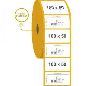 Resim 100MM X 50MM Kuşe Etiket 800'lü 10 Rulo 