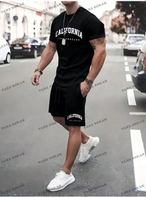 Resim Tarzsokak Hypemode Beyaz Örme Erkek Yazılı Baskılı Kısa Kollu Tişört Ve Şort Takım Beyaz 