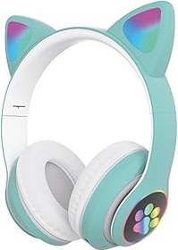 Resim Sunix Wireless 5.0 Stereo Kedi Kulak Üstü Bluetooth Kulaklık Yeşil BLT-44 