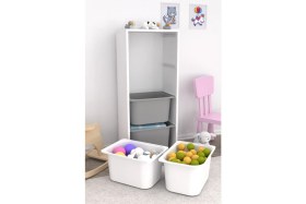 Resim Pratico Cara 4 Derin Sepetli Çok Amaçlı Oyuncak Dolabı Mutfak Kiler Dolabı Beyaz Gri 