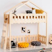 Resim MiniWood Montessori Ranza Çocuk Karyola Oyun Evi Yatak Giraffe 