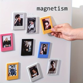 Resim 10/6/1 Adet Renkli Manyetik Fotoğraf Çerçeveleri, 3 İnç Buzdolabı Mıknatısları ile Ev Anısı Fotoğraflar için, Fuji Instax Uyumlu - Aile Odası Oturma Ofis Dekoratif Resim Kart Görüntüsü İlkbahar Şubat Yeni Yıl Hediyesi DIY Dolap Mıknatısları, Çevre Duvarlar veya Buza dolap İçin Magnetler 