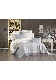 Resim Vnl Butik Yatak Örtüsü Çift Kişilik Pera Gri Renkli 