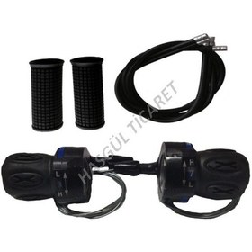 Resim Hsgl Bisiklet Vites Kolu Mavi Göstergeli Siyah Dış Kablo Takım B Mavi - Siyah 