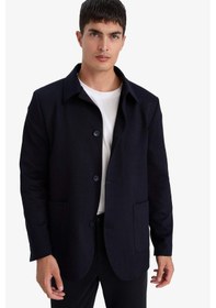 Resim Defacto Regular Fit Polo Yaka Blazer Ceket G3832ax25wnnv82 Lacivert-nv82 