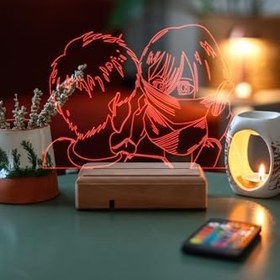 Resim Attack on Titan Mikasa - Eren 16 Renk Gece Lambası 