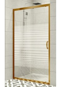 Resim Durul Duşakabin Ön Cephe Altın Profil 5Mm Çizgili Cam H:190 Beyaz - Şeffaf 