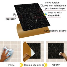 Resim Tink Kendinden Yapışkanlı Silinebilir Mermer 001 Desenli Pvc Karo 30X30 cm (56 Adet) 5m2 