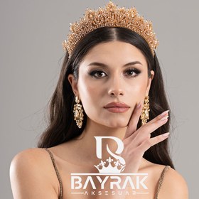 Resim SULTAN's - 980 - / 3 Boyutlu Kına Tacı - Gold 