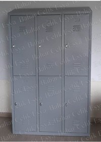 Resim Altılı Soyunma Dolabı (Eğik Tavanlı) Gri 