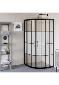 Resim Vesta D300 Oval Duşakabin Siyah Profil Kumlu Karolajlı Cam H: 190 Cm Diğer 