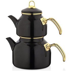 Resim Falez Emirgan Emaye Çaydanlık Takımı Siyah 