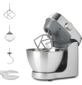 Resim Esmo Home Kenwood Prospero Mutfak Şefi KHC29.A0SI - Stand Mikser, Hamur Yoğurma Makinesi, 4.3 Litre, 1000 Watt, Sıçrama Önleyici Kapak, 3 Farklı Hazne Içi Aparatı K-Çırpıcı, Hamur Kancası, Güçlü Çırpıcı 