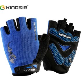 Resim Liangduo Shop Mavi Stil Xxl Kıngsır Yaz Nefes Bisiklet Eldiven Erkek Kadın Bisiklet Eldiveni Mtb Yol Bisikleti Eldiven Yarım Parmak Kaymaz Spor Eldiven M L Xl (Yurt Dışından) 