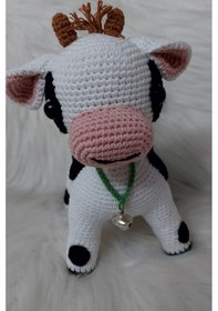 Resim Amigurumi Uyku Arkadaşı Organik Çanlı Buzu İnek 