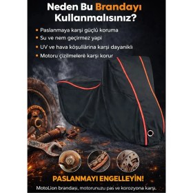 Resim Autolion Falcon Soft 50 Siyah-Kırmızı Dikişli Kilitli Motor Brandası,su Geçirmez Örtü 