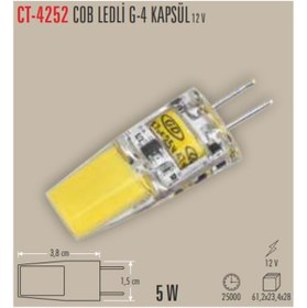 Resim Cata Ct-4252 G4 Duy 12 Volt Kapsül Ampul 4 W Günışığı 10 Adet 