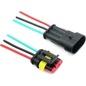 Resim Kablolu 3 Pin Su Geçirmez Konnektör Takımı - 5 Adet 