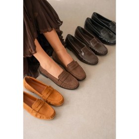 Resim Selin Shoes Vento Düz Taban Klasik Kadın Ayakkabı- Taba Süet 