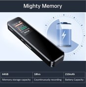 Resim Wenlin 64gb Dijital Ses Kaydedici Gürültü Azaltma Mp3 Çalar Tft Ekran Aktif K 128x128 Renkli Ekran, 3.7v 210mah Pil, Wav/mp3 Kayıt Formatı 