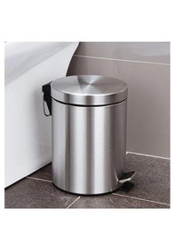 Resim 16 Lt Vintage Paslanmaz Pedallı Çöp Kovası Metalik Gri 