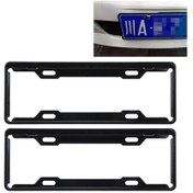 Resim 2 Adet Karbon Kurşun Plaka Çerçevesi Basit Ve Güzel Araba Plaka Çerçeve Tutucu Evrensel Plaka Tutucu Siyah 