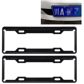 Resim 2 Adet Karbon Kurşun Plaka Çerçevesi Basit Ve Güzel Araba Plaka Çerçeve Tutucu Evrensel Plaka Tutucu Siyah 