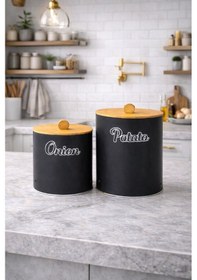 Resim Bambu Kapaklı Metal Patates Soğanlık Siyah Decorev Dc-7109 Siyah - Beyaz 