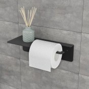 Resim Lamizon Metal Raflı Tuvalet Kağıdı Askısı Wc Kağıt Rulo Tutucu Telefon Raflı Tuvalet Kâğıtlıkları Siyah 