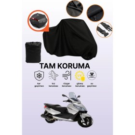 Resim Dokaca Siyah Arka Çanta Uyumlu Piaggio X7 Evo 300 Uyumlu Motosiklet Brandası, Koruyucu Örtü 