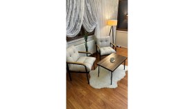 Resim Modern Style Home Modern Levent Balkon, Bahçe, Cafe - Metal Kanepe Koltuk Takımı - 2 Tekli + Sehpa 