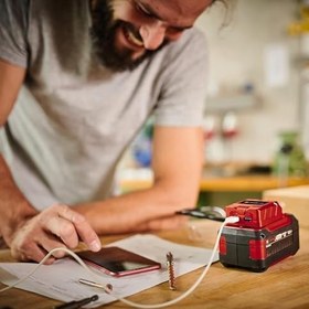 Resim Einhell Akülü Mobil USB Şarj Cihazı TC-CP 18 Li USB-Solo Power X-Change (18 V PXC aküler için, akıllı telefon, tablet vb. şarj edebilme, 2 USB çıkışı, akü dahil değildir) - 4514120 