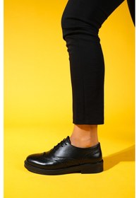 Resim Luvishoes Luvi Shoes Avra Siyah Cilt Hakiki Deri Kadın Oxford Ayakkabı Siyah 