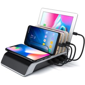 Resim Ally Multiport 10W Wireless Kablosuz Şarj Cihazı Organizer Stand (121664883)-Siyah 