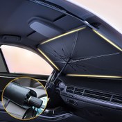 Resim 1 adet Paslanmaz Çelik Taşınabilir Otomatik Güneşlik Şemsiye, Ön Cam Güneş Koruma ve Isı Yansıtıcı Kapak, Hafif ve Günlük Seyahat, Seyahat veya Açık Hava Maceraları için Uygun, Araba Güneşlik 