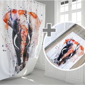 Resim Zethome Elephant Banyo Paspas Ve Tek Kanat Duş Perdesi 1x180x200 Set 