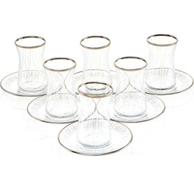 Resim Öcl Kristal 12 Parça Çay Seti - Şeffaf / Silver - 165 ml 
