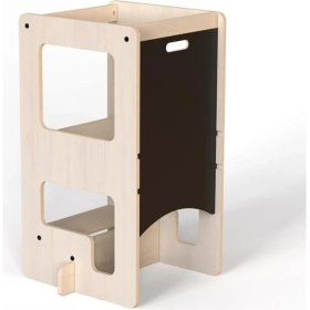 Resim Hype Store Mamatoyz Flip 3'ü 1 Arada Ahşap Öğrenme Kulesi, Yazı Tahtası ve Aktivite Masası Terracotta, Doğal Ahşap Malzeme 