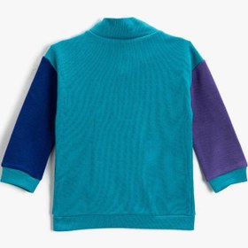 Resim Erkek Bebek Baskılı Kanguru Cepli Sweatshirt Fermuarlı Pamuklu 