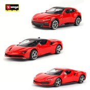 Resim BURAGO Simülasyon 1:43 Alaşım Ferrari Araba Modeli Çocuk Oyuncak Araba Süsü Sürgülü Araba Modeli Erkek Oyuncak Doğum Günü Hediyesi 
