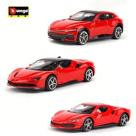 Resim BURAGO Simülasyon 1:43 Alaşım Ferrari Araba Modeli Çocuk Oyuncak Araba Süsü Sürgülü Araba Modeli Erkek Oyuncak Doğum Günü Hediyesi 